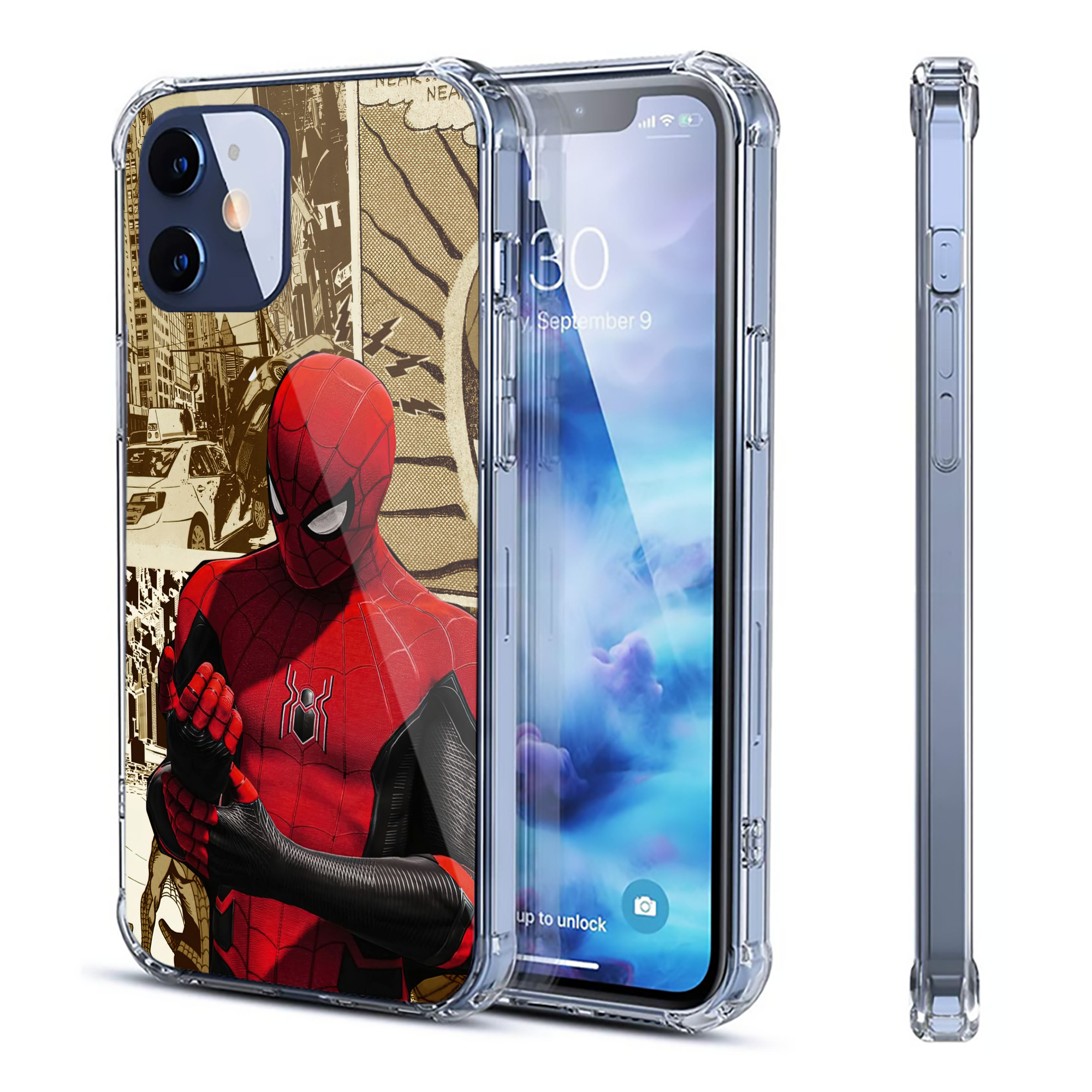 （画像用） Spider Man スパイダーマン 【iPhone 12シリーズ対応】透明スマホケース（クリアソフトケース）